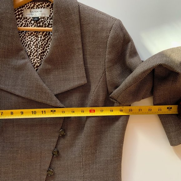 TAHARI Arthur Levine Tweed Wool Poly Lined Blazer Size 14 - Picture 7 of 9